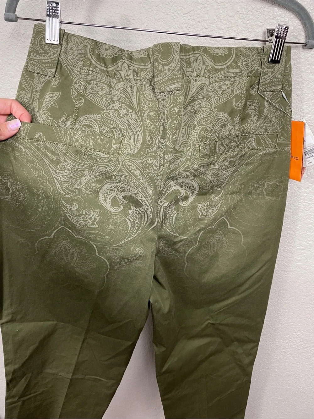 NWT Etro Milano Pleat Front Paisley Chino Pants Green Mens Size 44